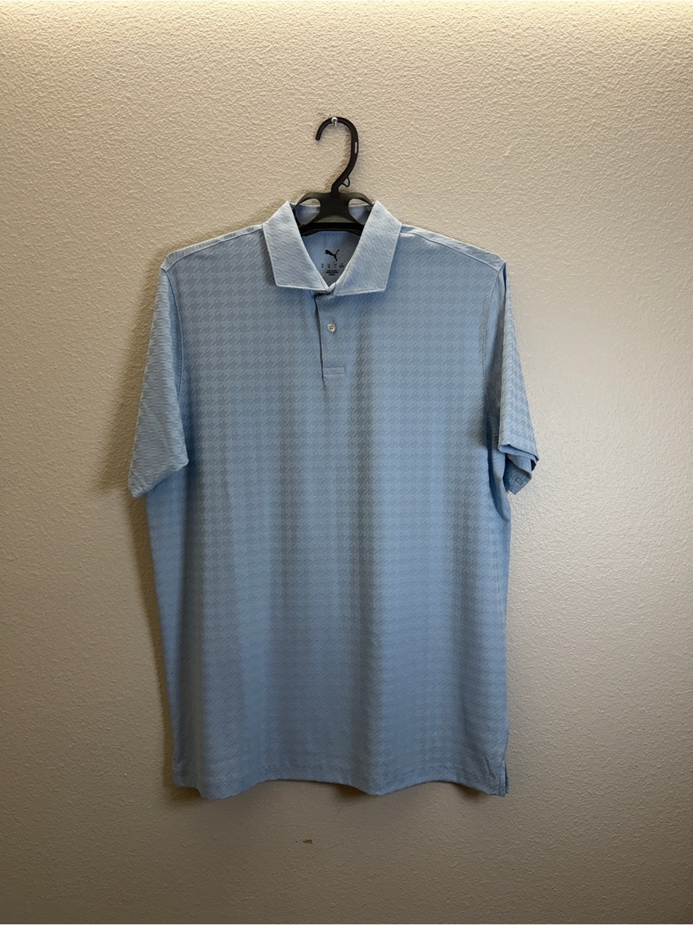 Puma Men's Sky Blue Houndstooth Polo